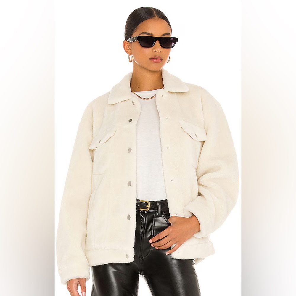 ANINE BING Rory Teddy Oversized Faux Shearling Jacket in Cream